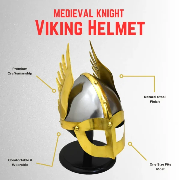 Medieval Knight Viking Helmet Armor Winged Norman Helm Fully Wearable with Linnner